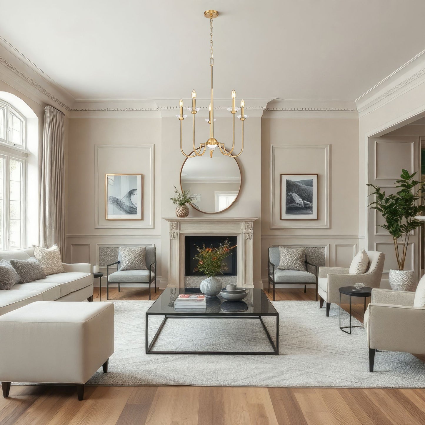 Allistair 5 Light Chandelier Modern Gold