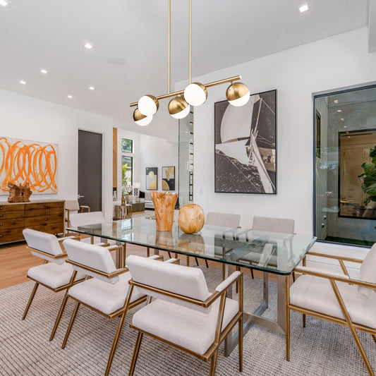 Realm Sphere 5 Light Linear Chandelier Modern Gold