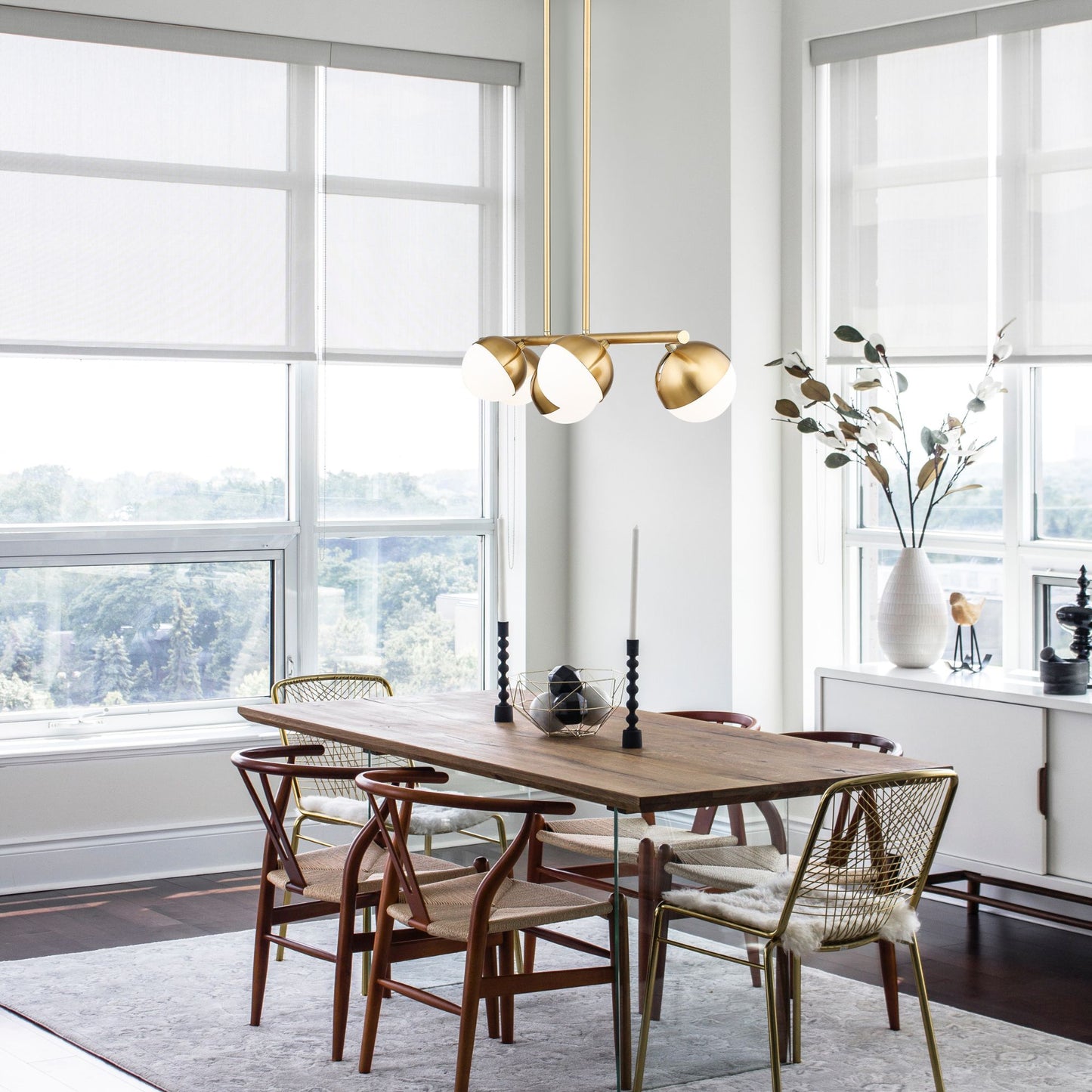 Realm Sphere 5 Light Linear Chandelier Modern Gold