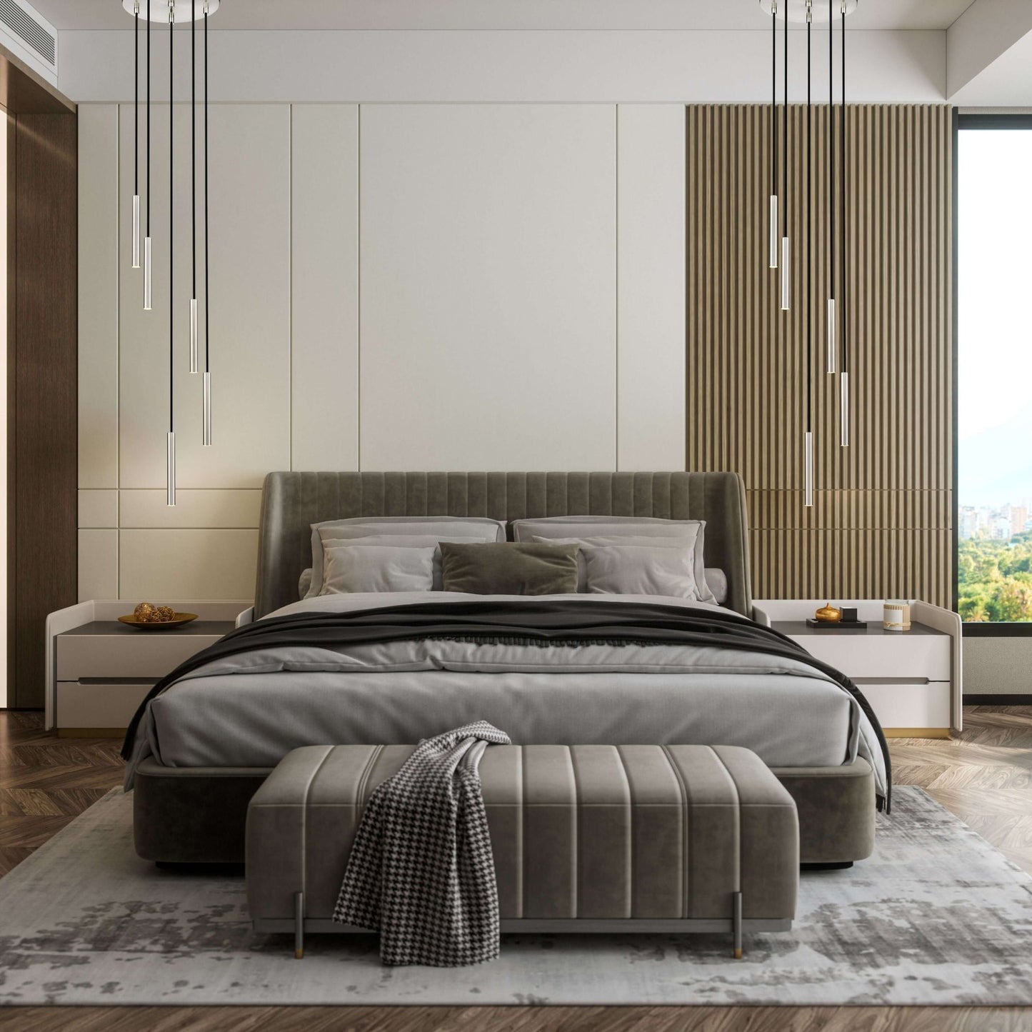 Forest LED 5 Light Chandelier Brushed Nickel