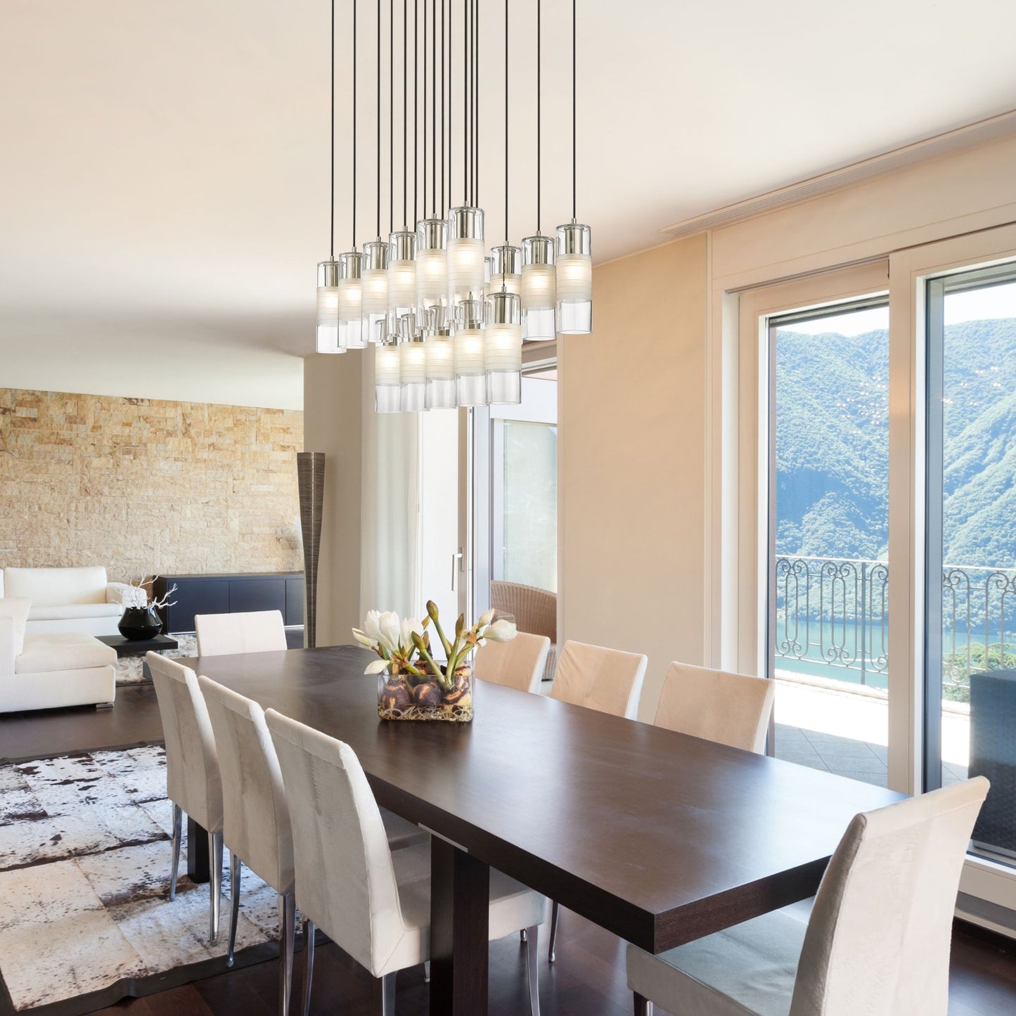 Alton 17 Light Linear Chandelier Brushed Nickel