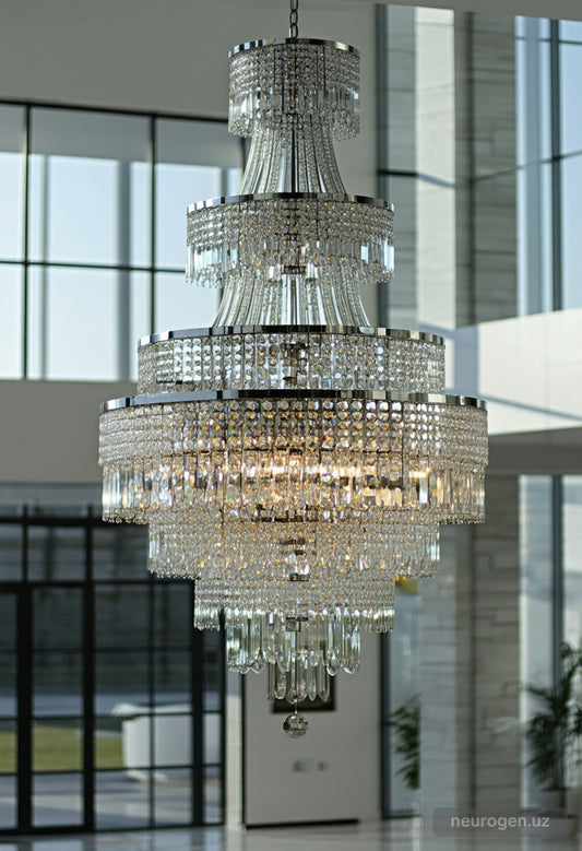 Vega 8-Light Silver Foyer Chandelier 38"