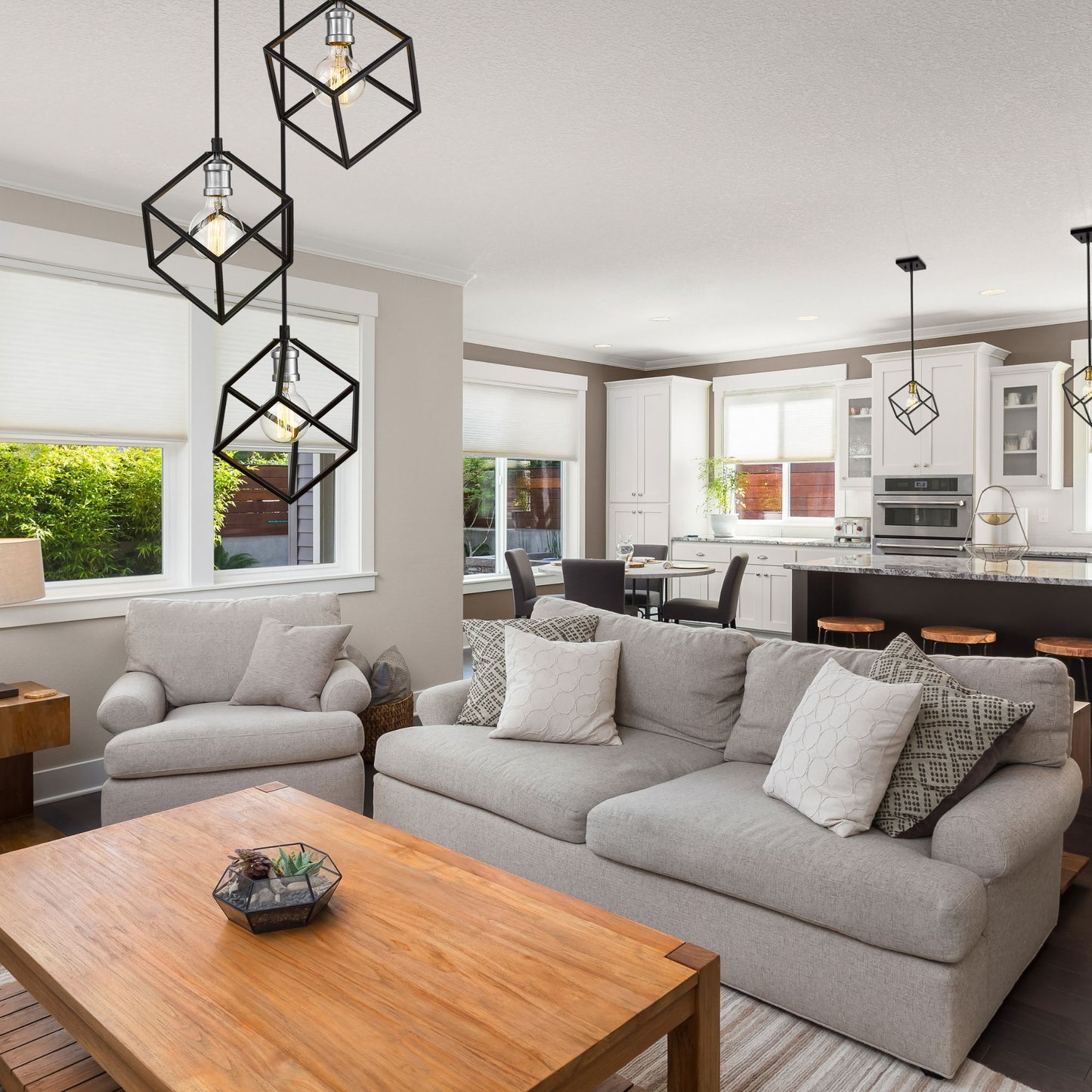 Vertical 3 Light Chandelier Matte Black + Brushed Nickel
