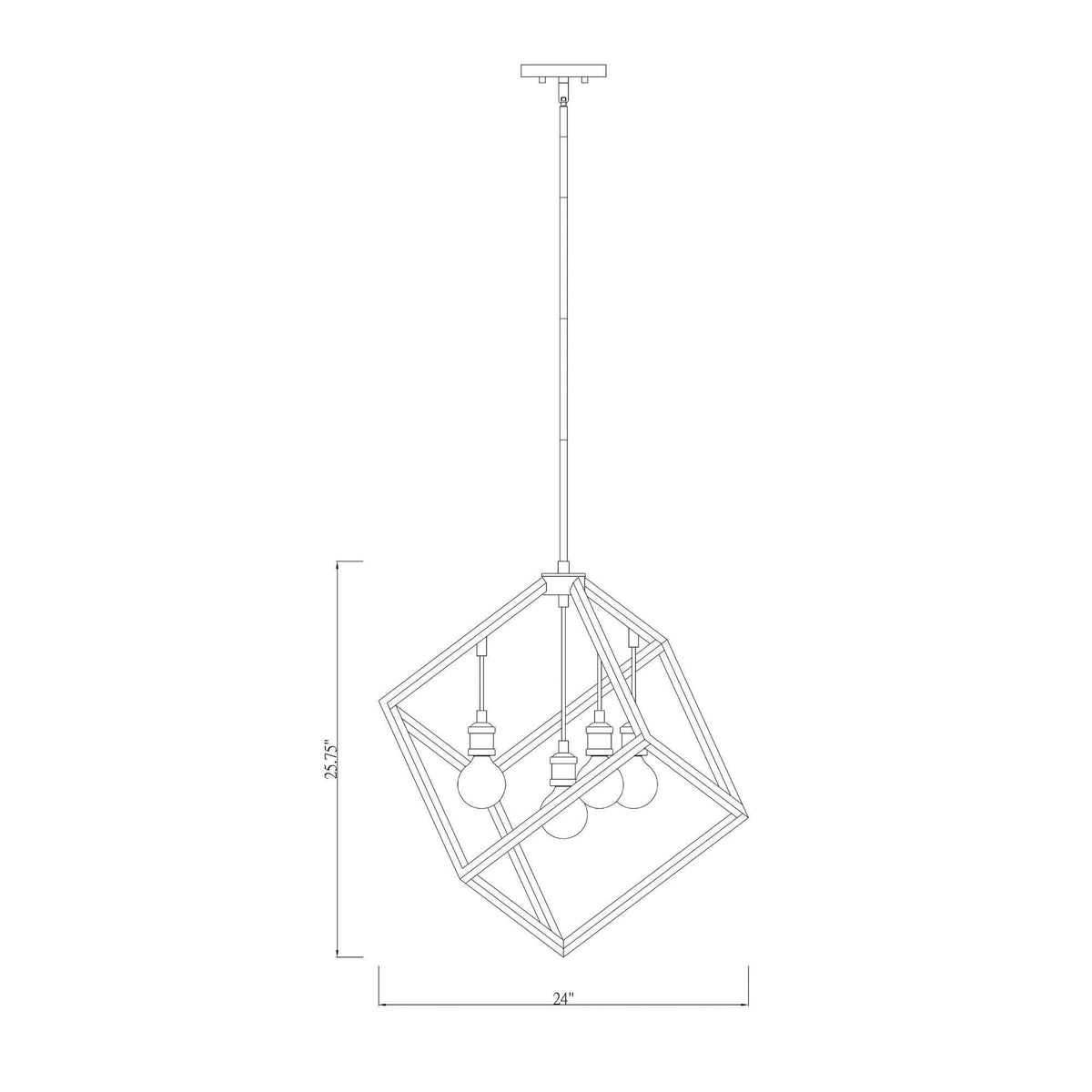 Vertical 4 Light Chandelier Matte Black + Brushed Nickel