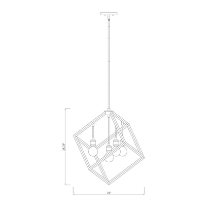 Vertical 4 Light Chandelier Matte Black + Brushed Nickel