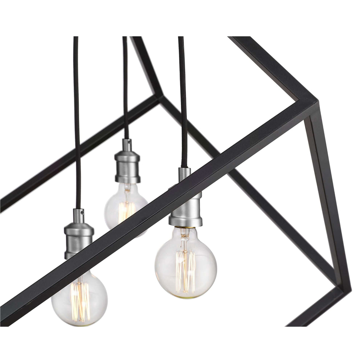 Vertical 4 Light Chandelier Matte Black + Brushed Nickel