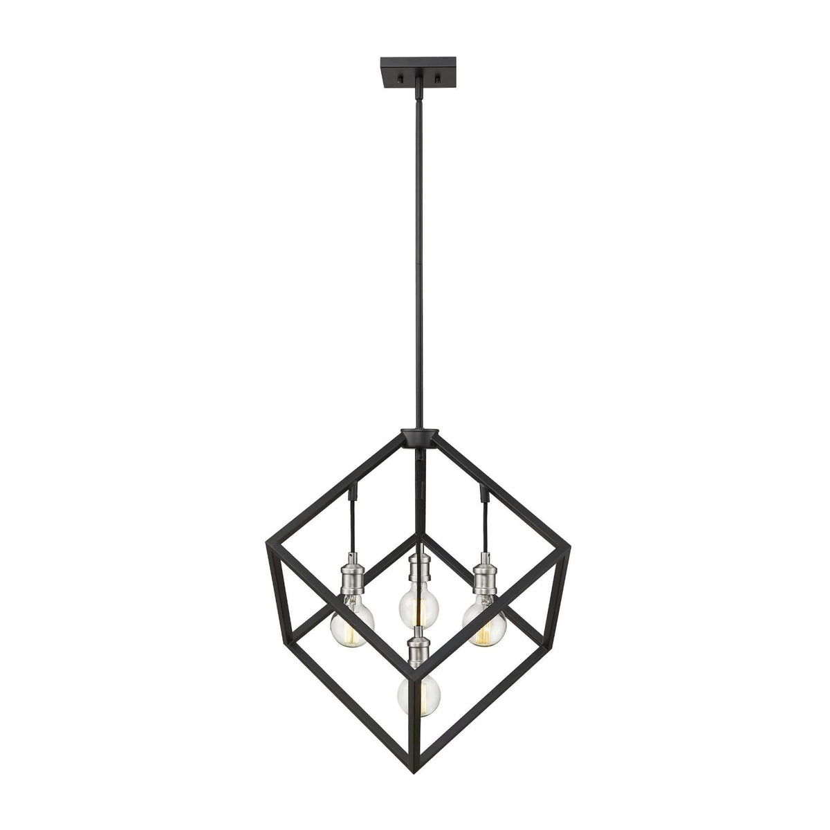 Vertical 4 Light Chandelier Matte Black + Brushed Nickel