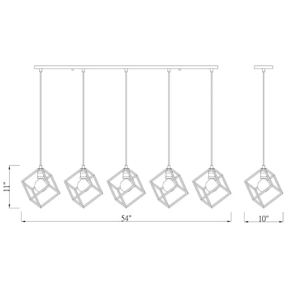 Vertical 5 Light Linear Chandelier Matte Black + Brushed Nickel