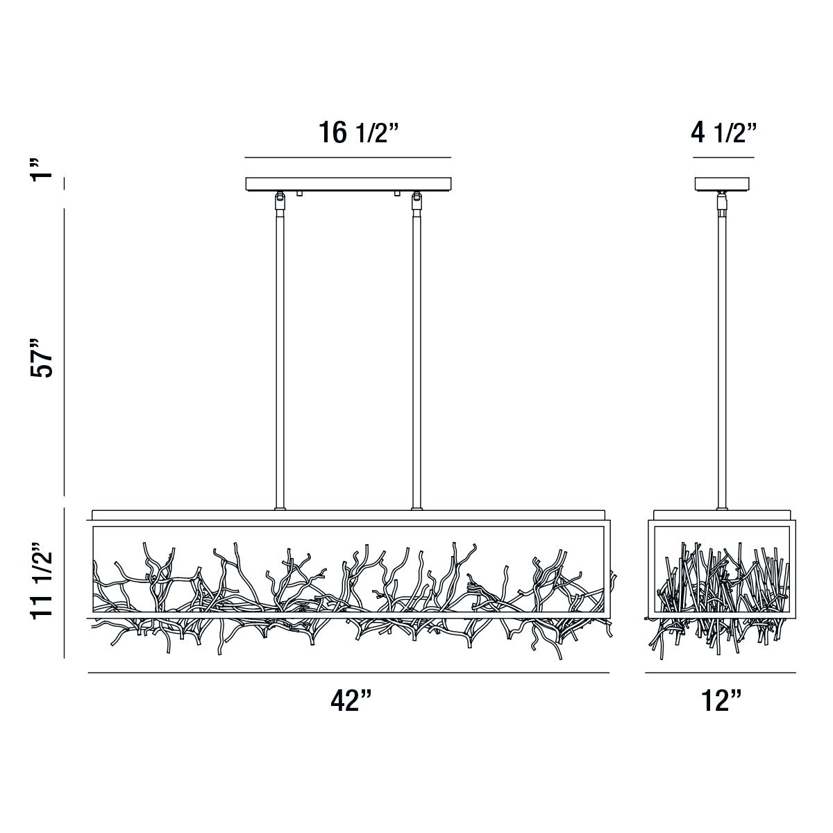 Aerie 8-Light 42" Integrated LED Linear Chandelier