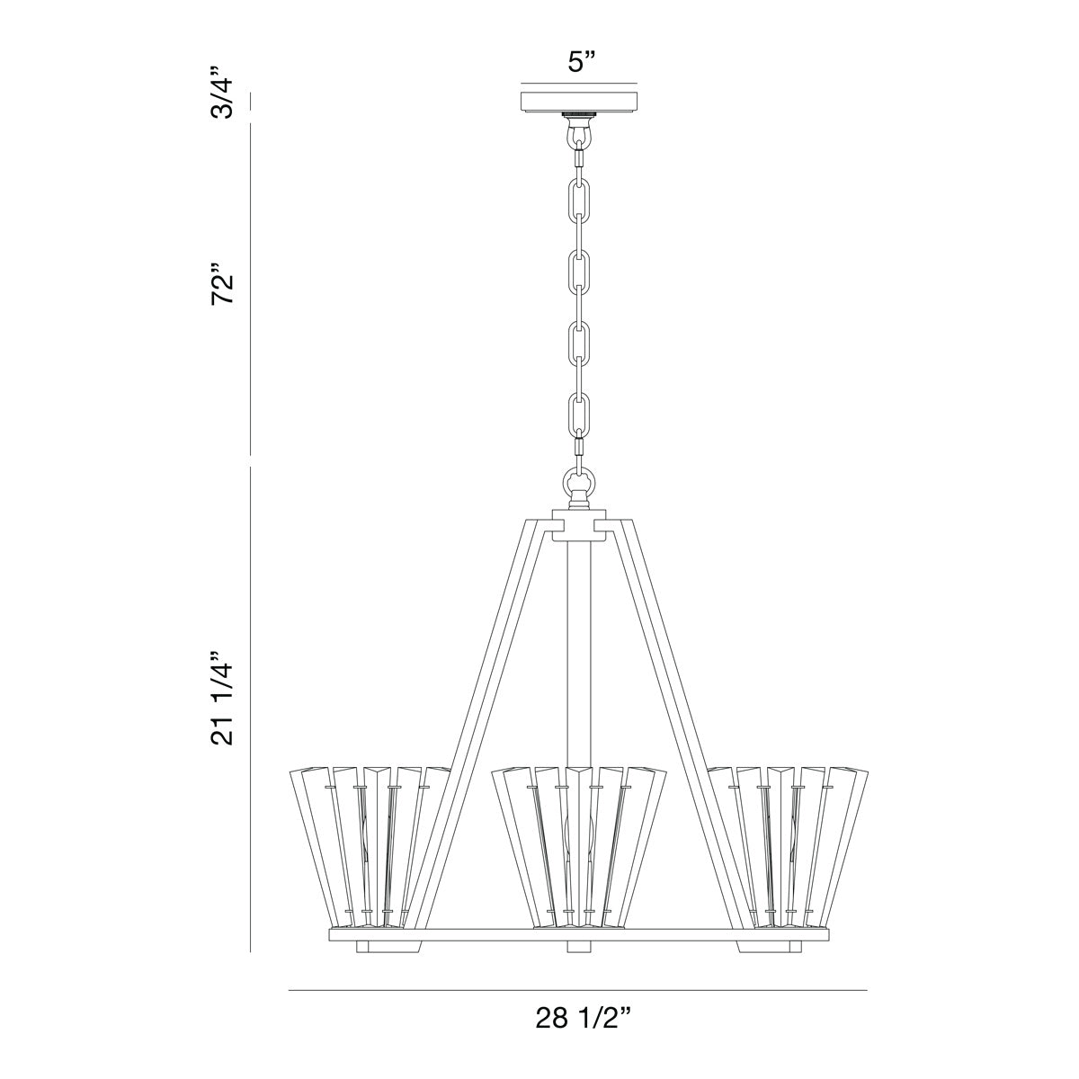Ricca 3-Light 29" Pendant Chandelier