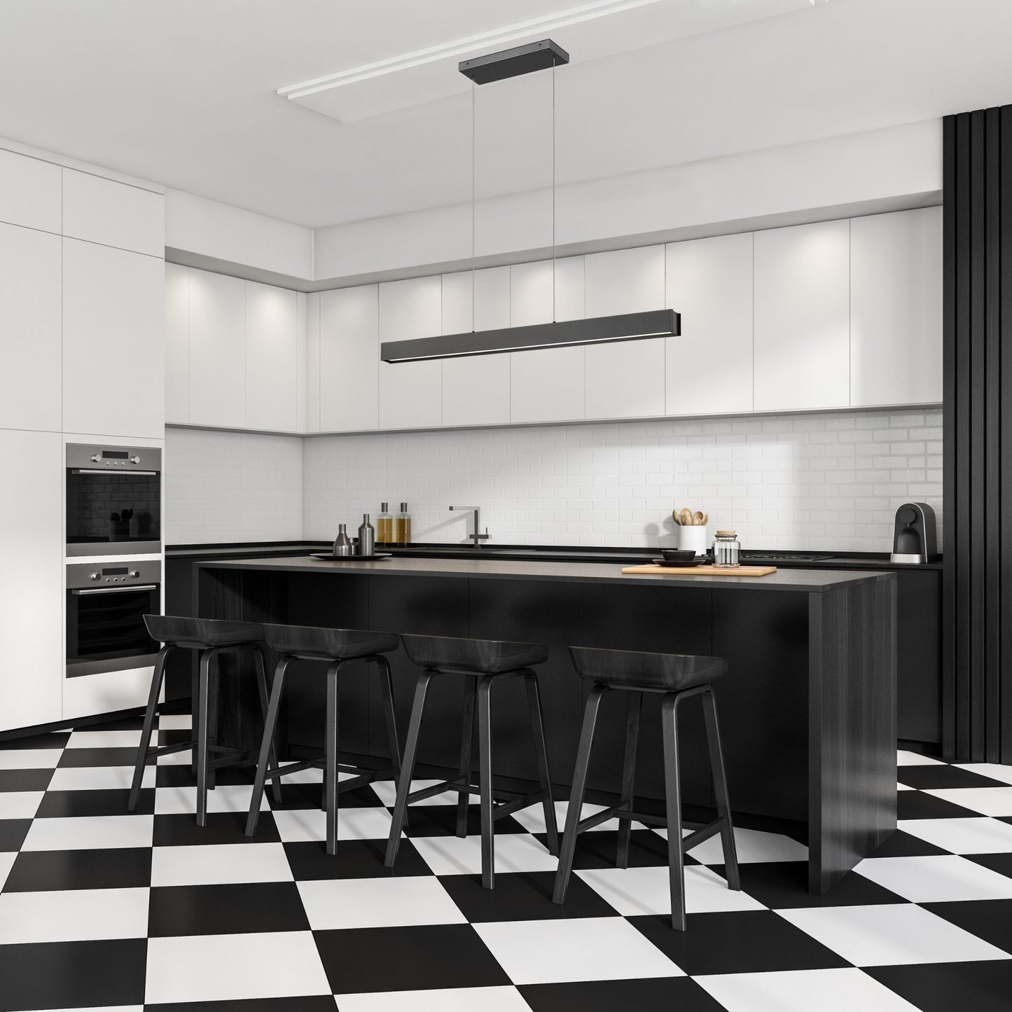 Hudson LED 1 Light Linear Chandelier Matte Black