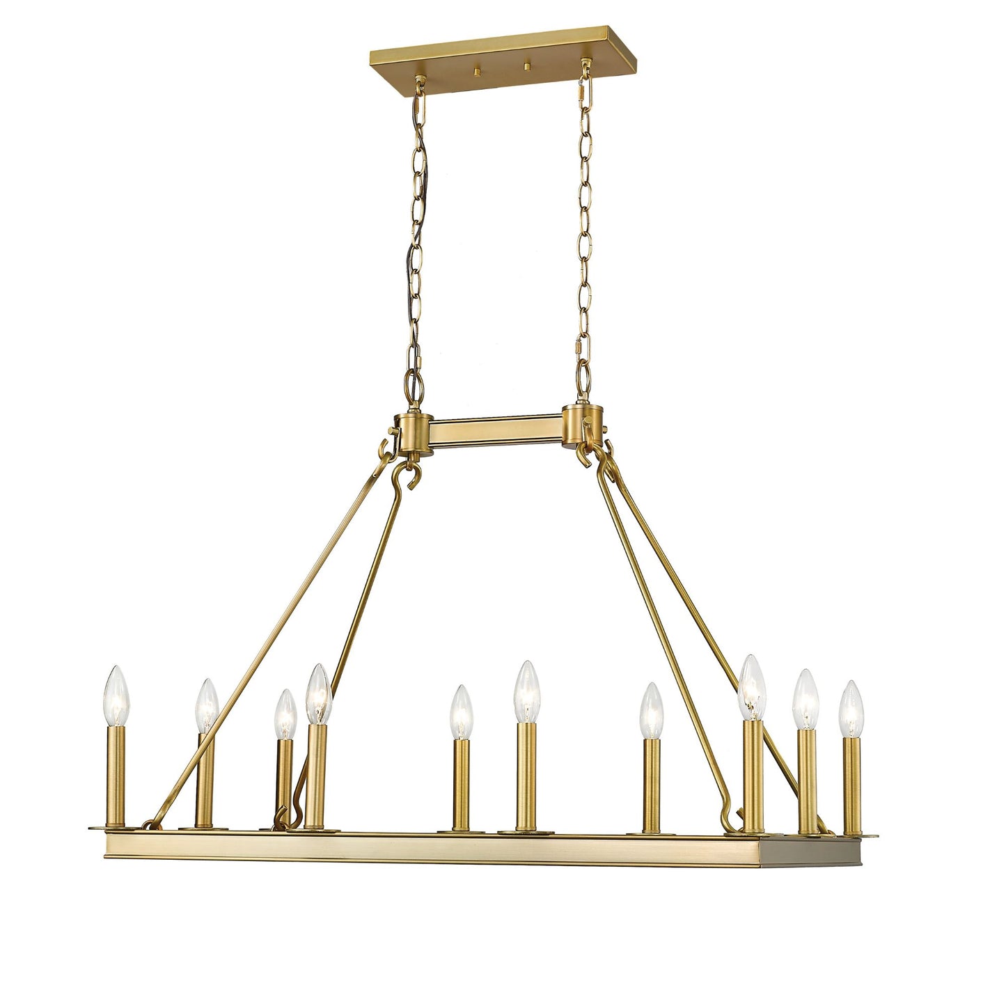 Barclay 10 Light Linear Chandelier Olde Brass