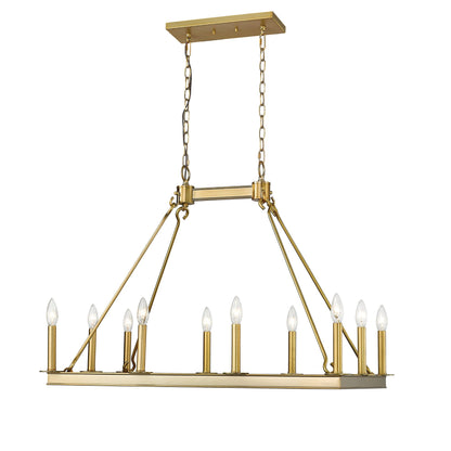Barclay 10 Light Linear Chandelier Olde Brass